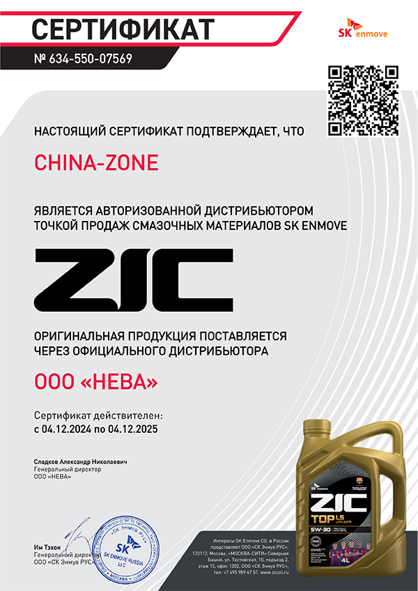 Сертификат ZIC TOP